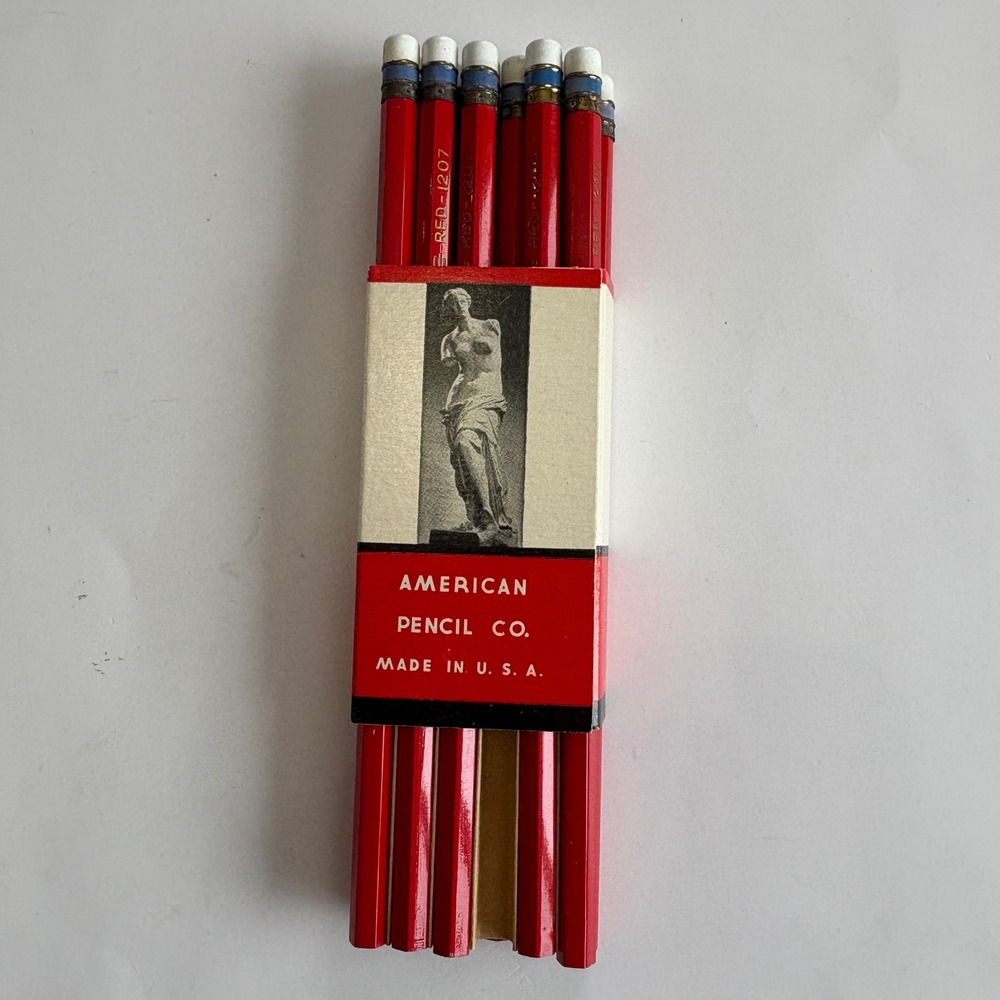 Vintage American Pencil Co Venus Unique‎ Colored Pencils Red #1207 11 CT UNUSED